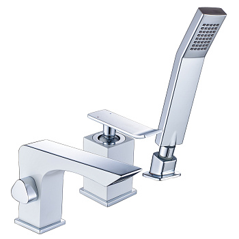 Contest Смеситель на борт ванны, на борт 3отв лейка., р/ОД, хром/белый, LM, LM5845CW