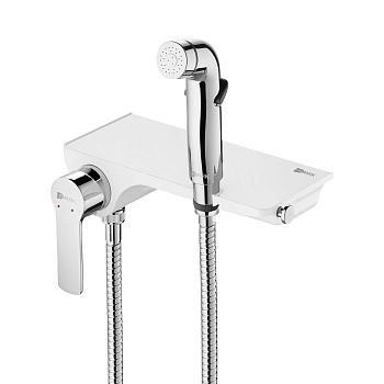 Solo Смеситель для биде, гигиен.душ на стену держ.на теле, р/ОД, хром/белый, LM, LM7168CW