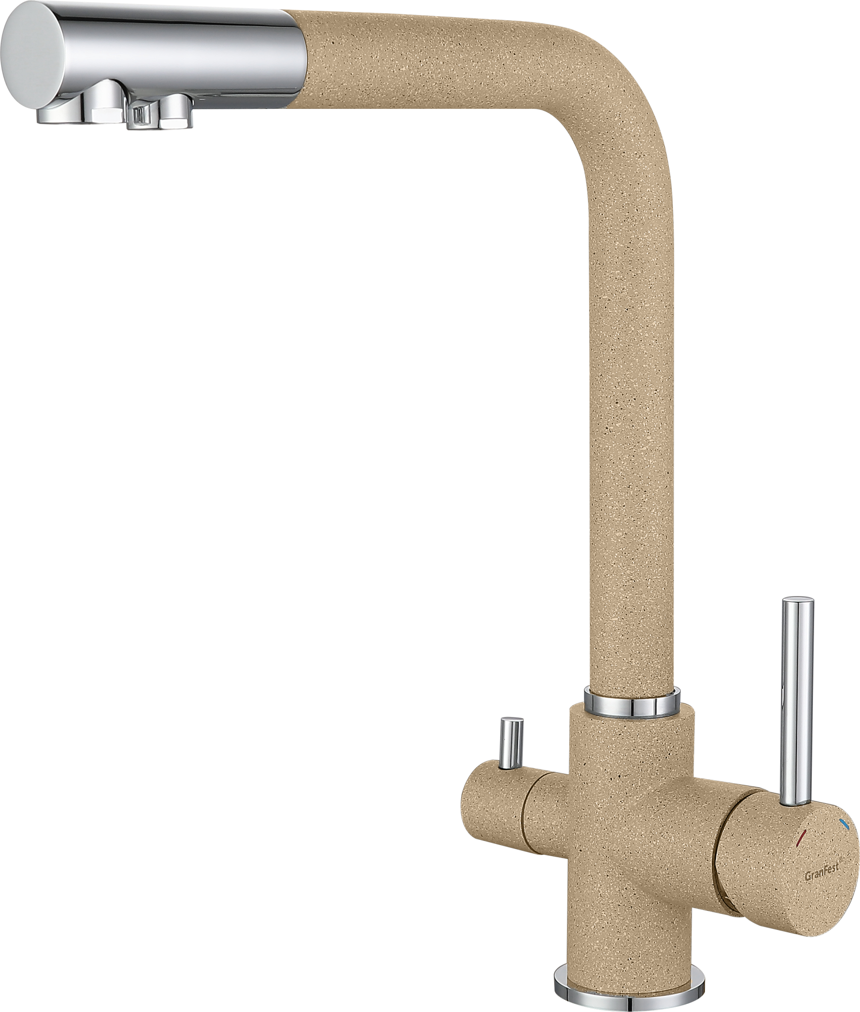 GF Смеситель для кухни, Г-обр. D-35мм с краном питьевой воды (песочный)