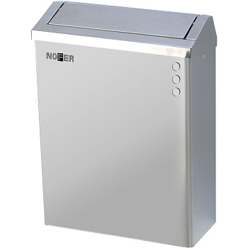 Контейнер для мусора настенный из нержавеющей стали матовый 23 л. С крышкой и замком
