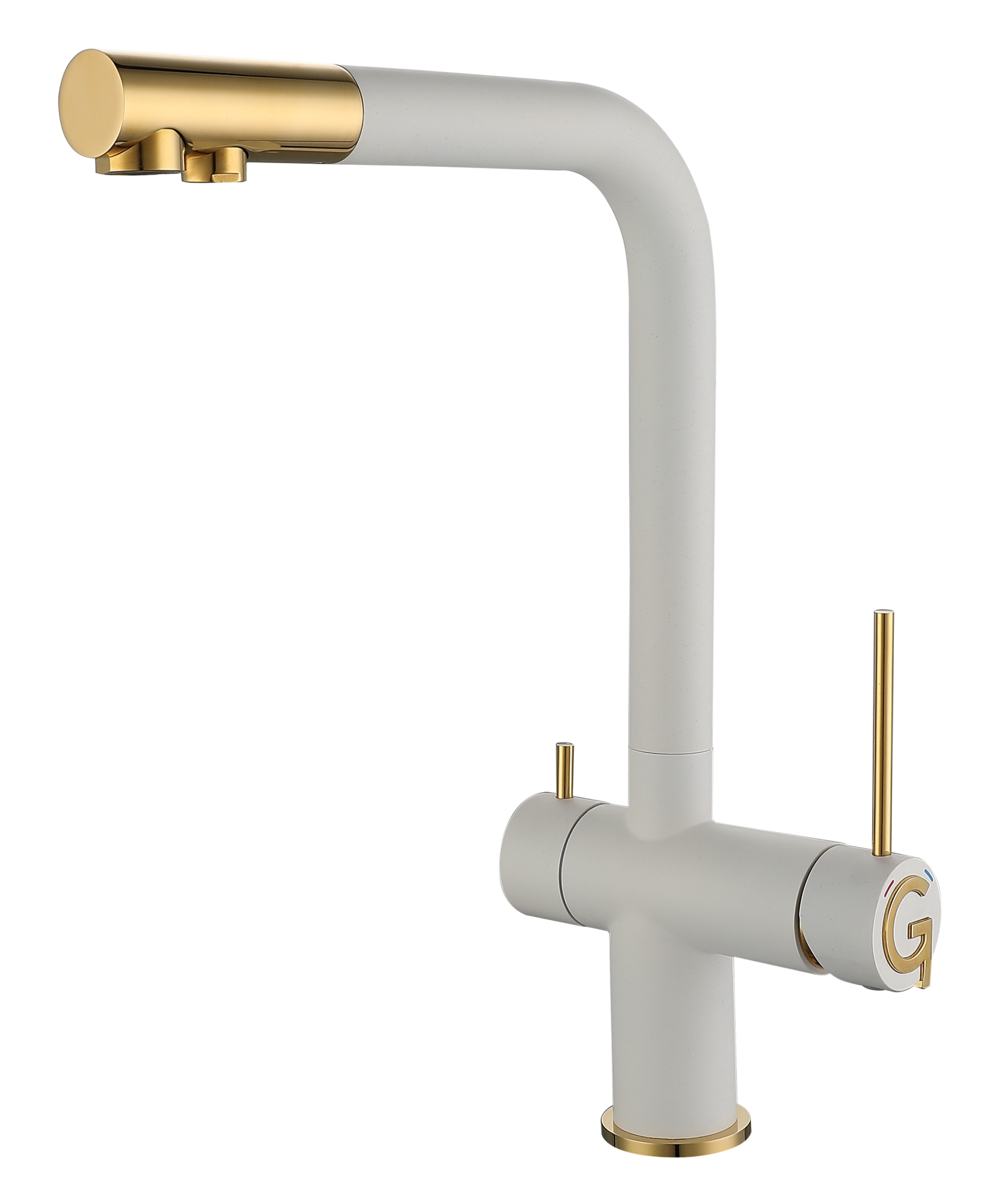 Смеситель для кухни RIVELATO Lugano с краном питьевой воды иней золото (1523513 brina oro)