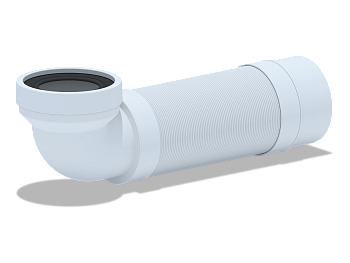 Удлинитель гибкий для унитаза АНИ Пласт K732R угол 90 градусов выпуск 110 мм 365-1085 мм