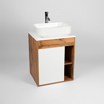 Тумба под раковину VIANT БОСТОН 65 подвесная дуб вотан/белый (VBOS65N-T1STP)