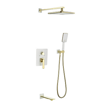 Mista Смеситель для ванны-душа, монт.излив 'Троп.дождь' лейка встроиный., р/ОД, золото, LM, LM6422WG