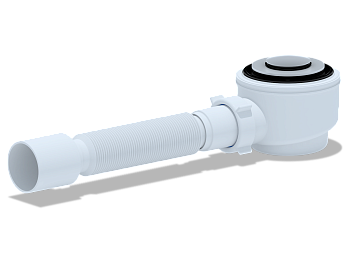 Сифон для душевого поддона 1 1/2*50/60, хром, клик-клак,  c гибкой трубой 40*50,,, ANI PLAST