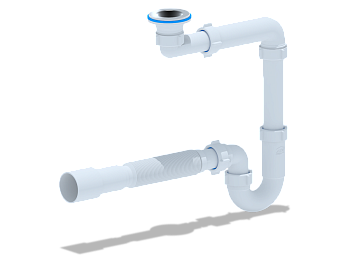 Сифон для раковины АНИ Пласт DB5016 смещенный 1 1/4 дюйма 32 с гибкой трубой 32х40/50