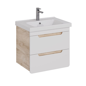 Тумба Lemark OLIVIA 65 см под 1 раковину, подвесная, 2 ящика, цвет корпуса: Дуб кантри, цвет фасада: