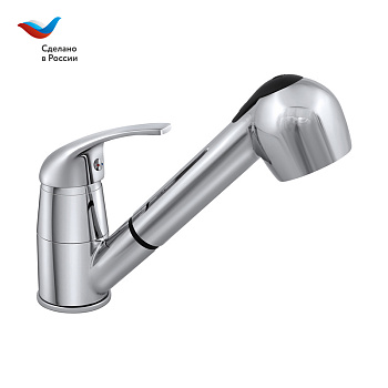 Смеситель для кухни СЛАВЕН Дача СЛ-ОД-В23 с вытяжным изливом и встроенной лейкой хром