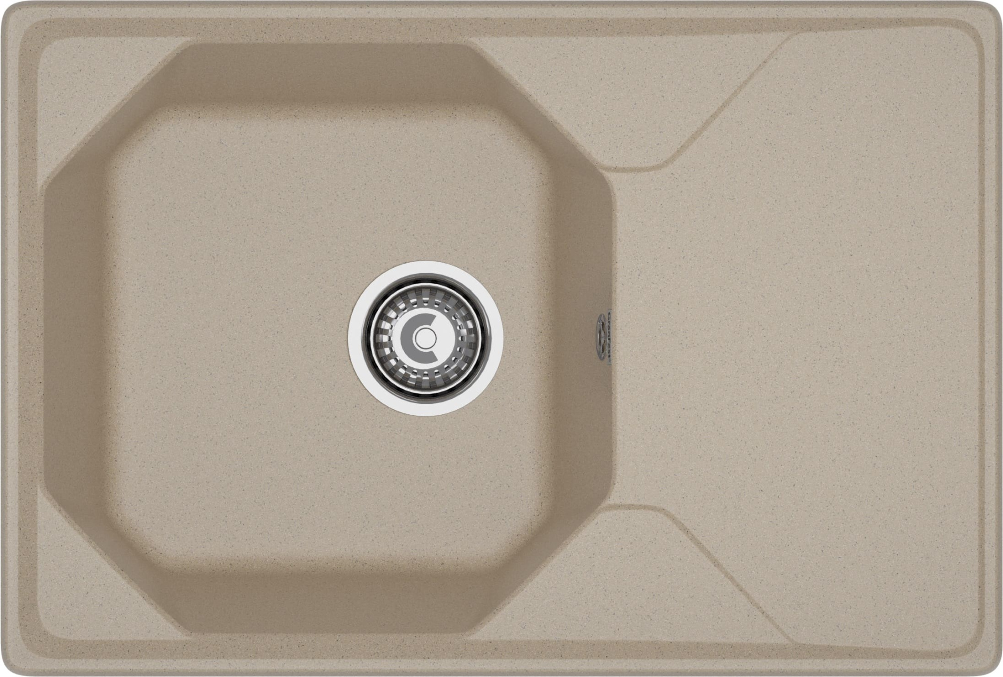 GRANFEST Мойка композит UNIQUE, GF-U-740L, чаш+кр 740*500, песочный