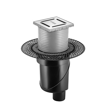 Трап водосток PLATZ Norma 100х100, матовый хром, S-сифон D50/105 H50 вертикальный, BERGES