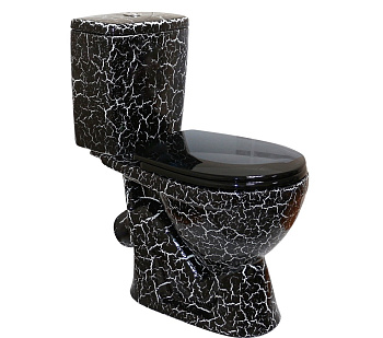 ЛИРА Унитаз-компакт ,наккл. вып.,с арм-рой, сиденьем,креплением, черный кракелюр ROSA