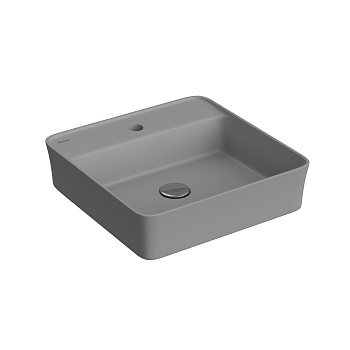 Раковина Ego SL накладная, 45x45 см, с отверстием под смеситель, квадратная, серый матовый, BERGES