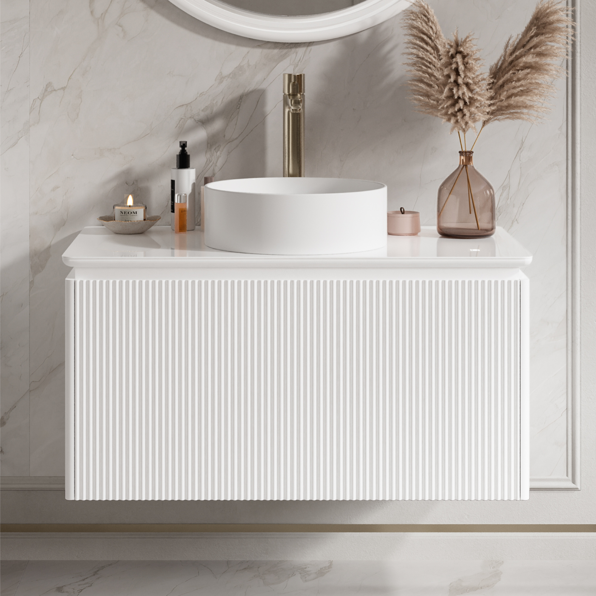 Тумба подвесная EQUIL со столешницей Шадэ 85.1Я/Shade 85.1Y, белый