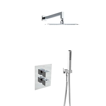 Встраиваемая термостатическая душевая система с тропическим душем и душевым комплектом KUATRO K47870