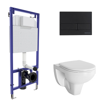 Комплект для монтажа подвесного унитаза GAMMA: инсталляция NOVUM525, кнопка L5, унитаз  с сиденьем  