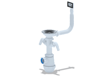 Сифон Ани Грот 3 1/2"* 40 с 2 отв. с/м с переливом мойки, ANI PLAST