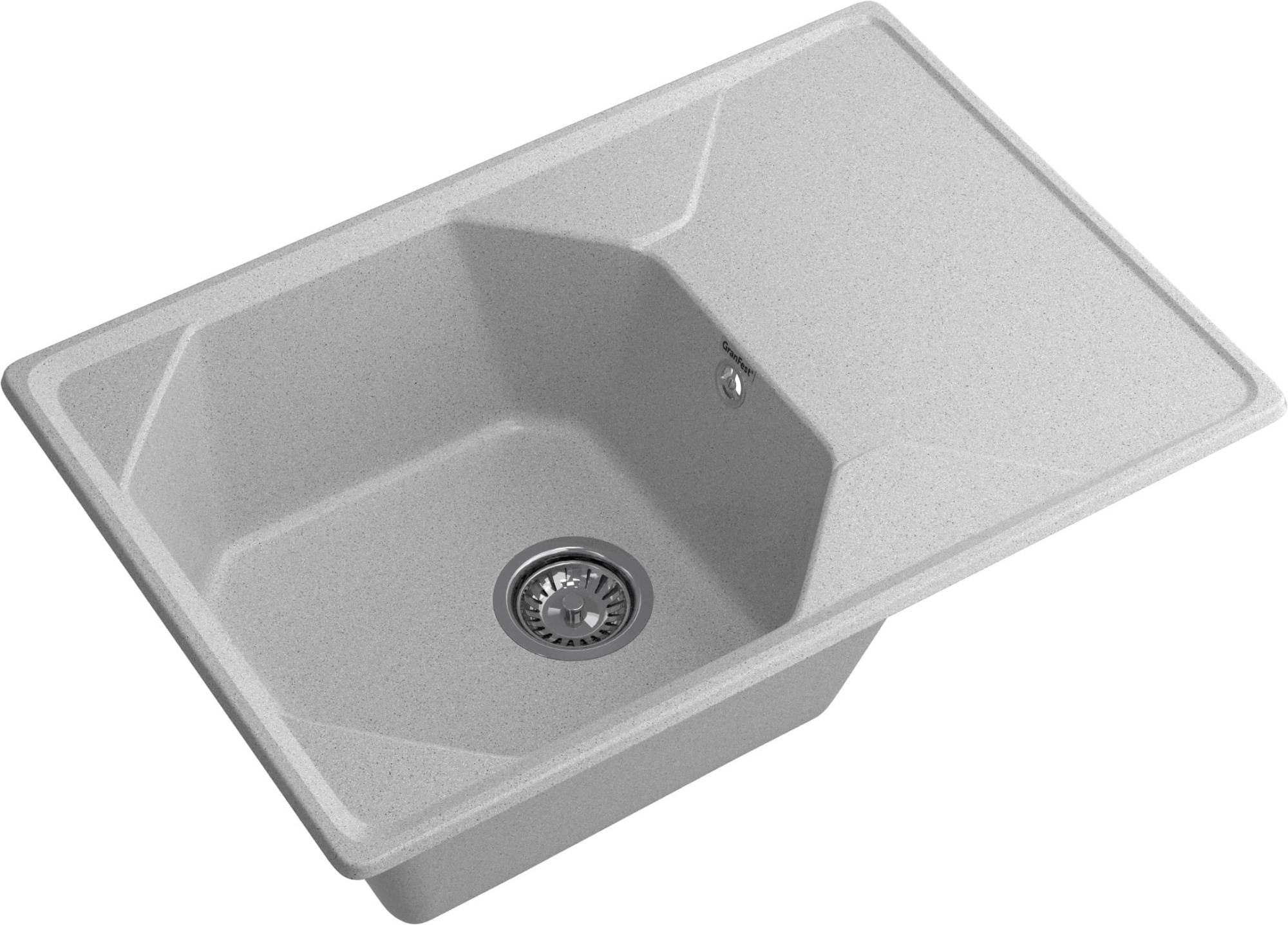 GRANFEST Мойка композит UNIQUE, GF-U-740L, чаш+кр 740*500, серый