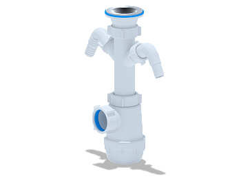 Сифон для мойки АНИ Пласт Грот A1100 1 1/2 дюйма 40 с двумя отводами для стиральной машины