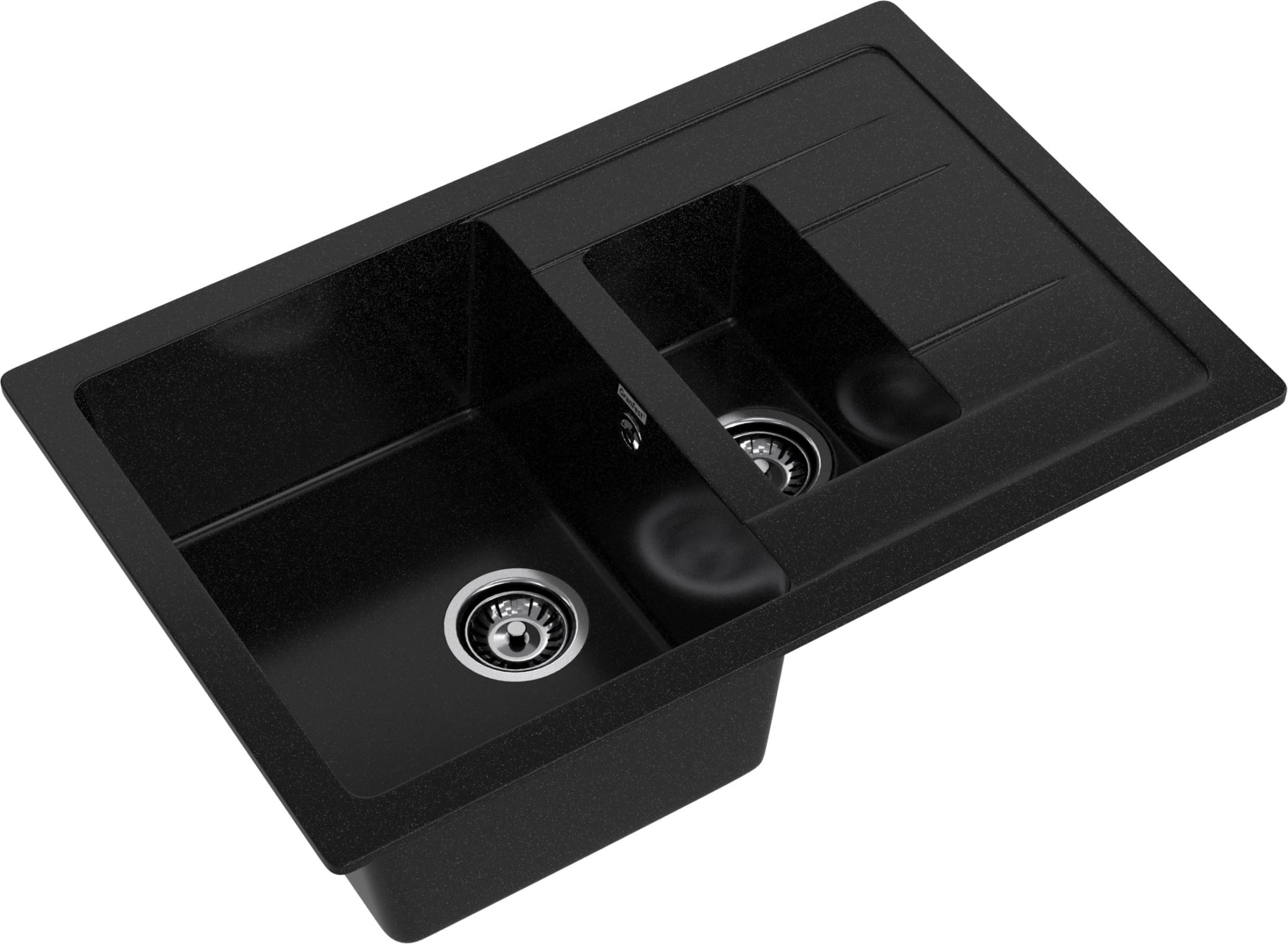GRANFEST Мойка композит QUADRO GF-Q--775KL 1.5-чаш+крыло 775*500мм   черный арт.GF-