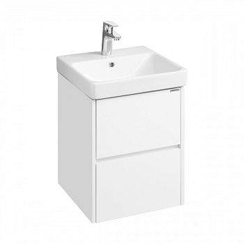 Тумба СКАНДИ 45, подвесная, 2 ящ., белая матовая/белый глянец (под раковину АДРИАНА 45)