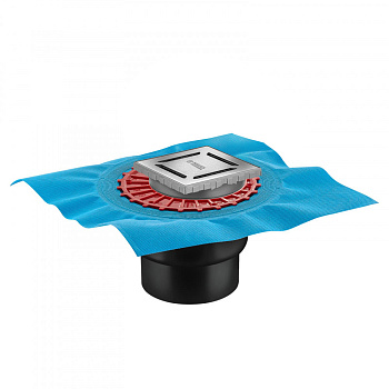 Трап водосток ZENTRUM Norma 100х100, хром глянец, выпуск D50/75/110 H74 вертикальный, BERGES