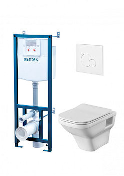 ПЭК ЛАЙН rimless (подв.унитаз+ инсталл.+сид.SC+белая кнопка двойного слива) САНТЕК