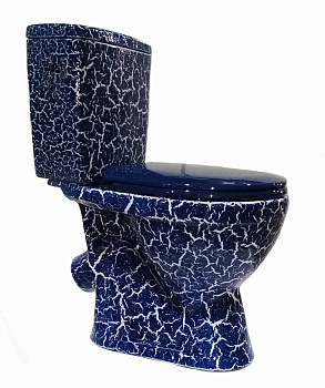 ЛИРА Унитаз-компакт наклон. вып., с арматурой, сиденьем, креплением,синий кракелюр ROSA