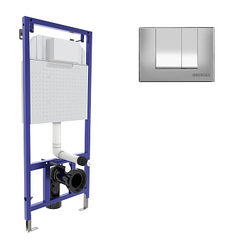 Инсталляция  для скрытого монтажа унитаза NOVUM кнопка S3 хром глянец, BERGES