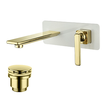 Mista Смеситель для раковины, выс.монолит.излив встроин., р/ОД, золото, LM, LM6426WG