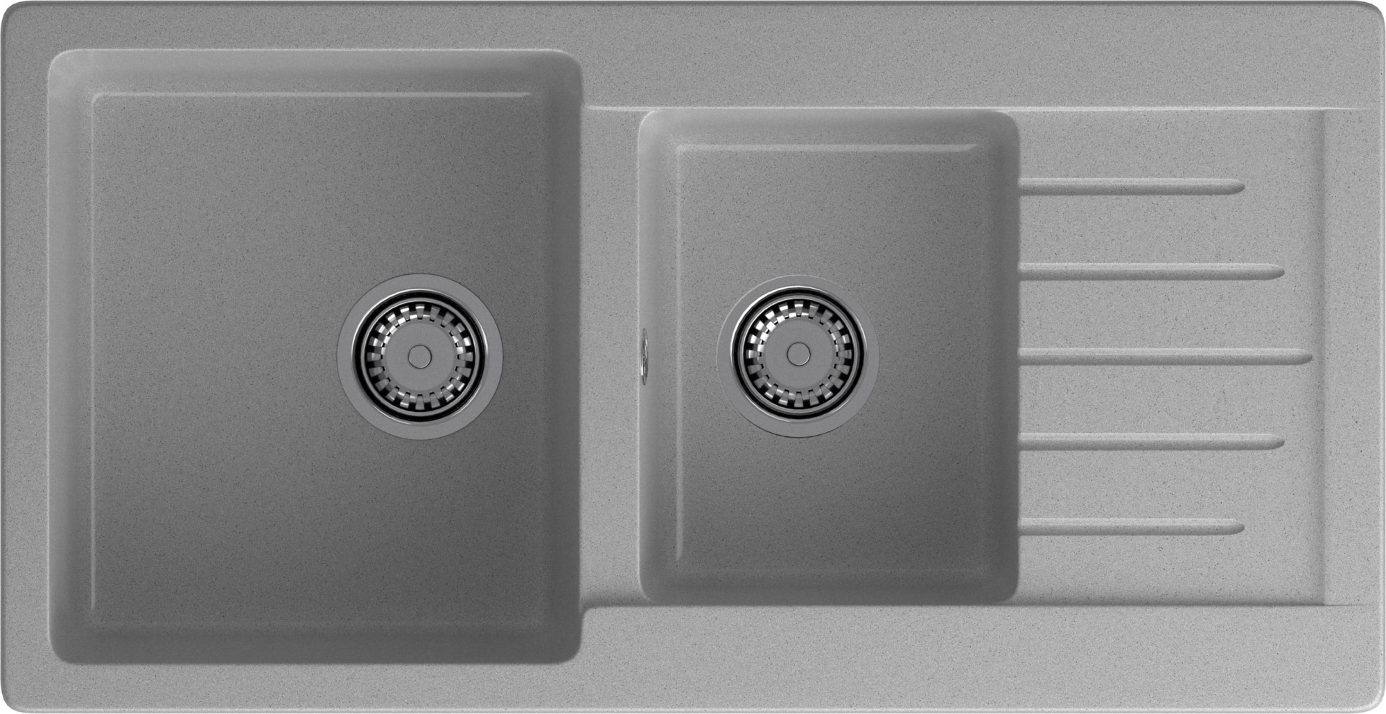 GRANFEST Мойка композит PRACTIK GF-P--980KL  2 чаши с  крылом 980*510 мм  серый  арт.GF-