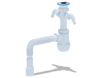 Сифон для мойки АНИ Пласт Грот A1115 1 1/2 дюйма 40 с двумя отводами для стиральной машины с гибкой трубой 40х40/50