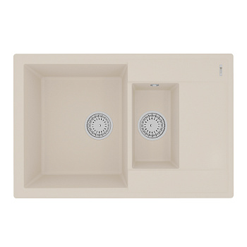 Кухонная мойка Lemark RAMZA 760 врезная прямоугольная с доп.чашей и крылом из кварцгранита, Шампань 