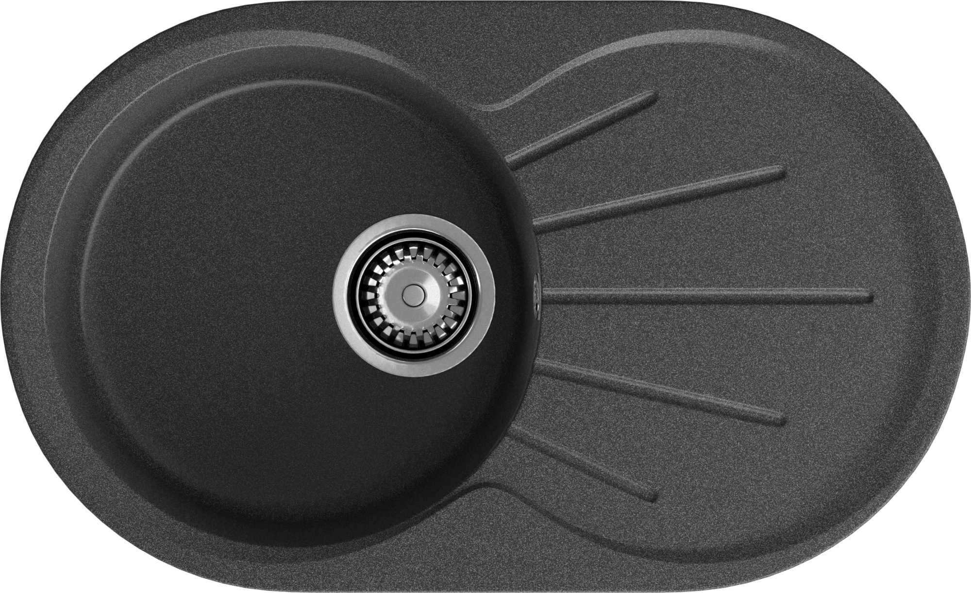 GRANFEST Мойка композит RONDO GF-R--750L  чаша с крылом 750*460мм графит арт.GF-