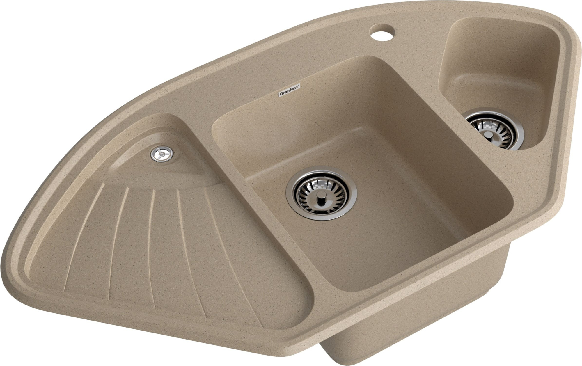 GRANFEST Мойка композит CORNER  GF-C--1040E угловая 1039*560мм  песочный арт.GF-
