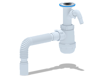 Сифон для мойки АНИ Пласт Грот A2005 1 1/2 дюйма 40 с отводом для стиральной машины с гибкой трубой 40х40