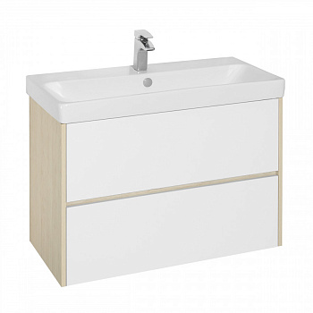 Тумба СКАНДИ 90, белая, дуб верона (под раковину АДРИАНА 90) 