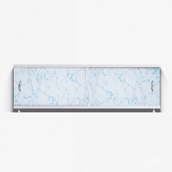 ПРЕМЬЕР Экран для ванны 170 см, полистирол,(бело-голубой мрамор-003), ALAVANN