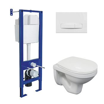 Комплект: инсталляция ATOM Line кнопка белая, унитаз Gamma, сиденье полипропилен Gamma PS, микролифт