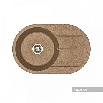 Мойка для кухни  Амира  780x500x211 мм, круглая с крылом, терракот