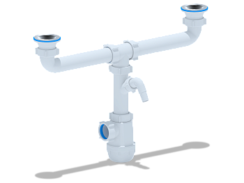 Сифон для мойки АНИ Пласт Грот A3500 1 1/2 дюйма 40 двойной с отводом для стиральной машины