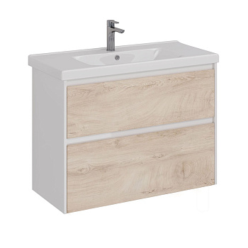 Тумба Lemark COMBI 100 см под 1 раковину, подвесная/напольная, 2 ящика, цвет фасада: Дуб кантри, цве