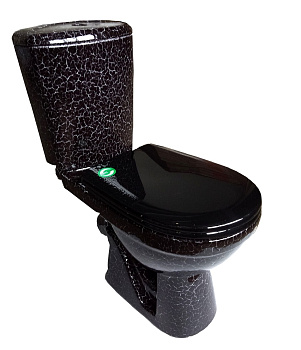 КОМФОРТ Унитаз-компакт (КОМФОРТ+) с арматурой, сиденьем, креплением, кракелюр черный. ROSA