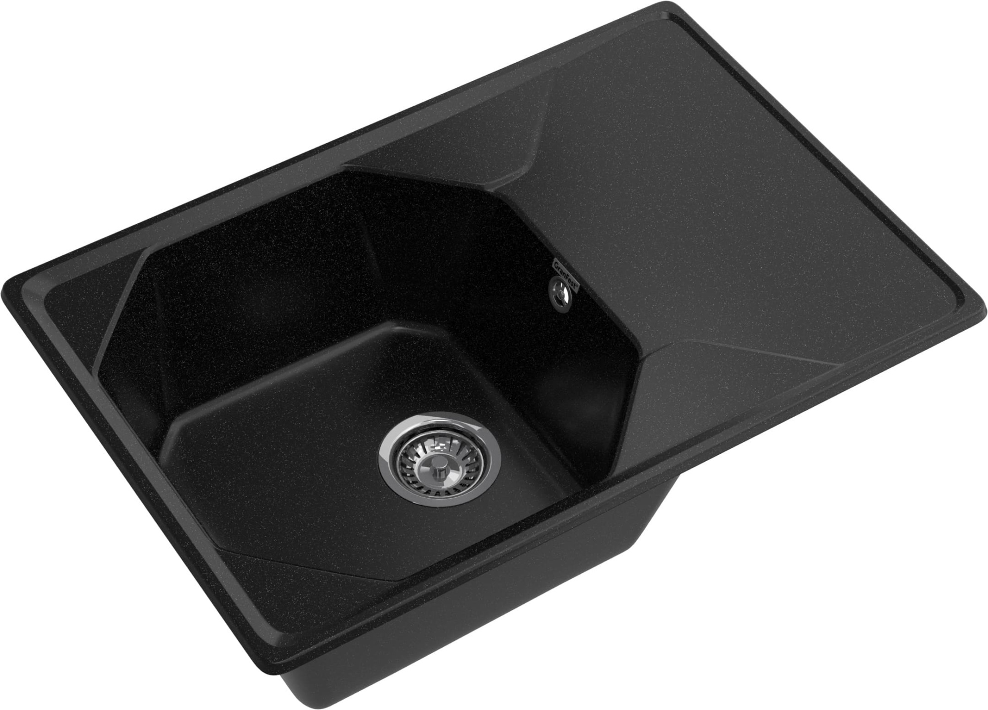GRANFEST Мойка композит UNIQUE, GF-U-740L, чаш+кр 740*500, черный