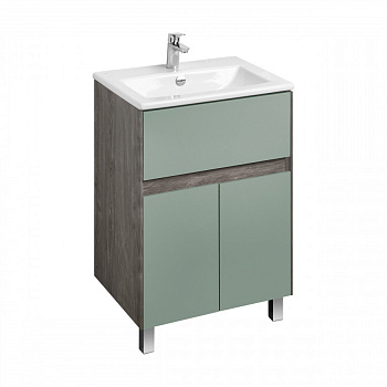 Тумба ФОРЕСТ 60, 1 ящ., 2 дв., дуб рошелье/сумеречный голубой (под раковину ЭЛИНА 60)