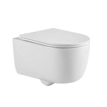 Унитаз подвесной TORNAS Rimless, сиденье дюропласт Tornas Slim SO, микролифт, быстросъем, белый, BER