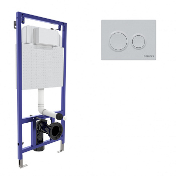 Инсталляция  для скрытого монтажа унитаза NOVUM кнопка O1 белая, BERGES