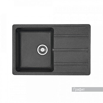 Мойка для кухни Аманда 780x510x211 мм, прямоуг. с крылом, графит