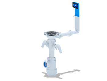 Сифон для мойки АНИ Пласт Грот A0146 3 1/2 дюйма 40 с жестким переливом и двумя отводами для стиральной машины