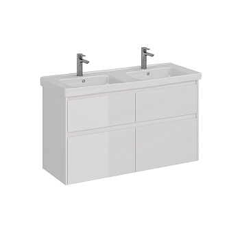 Тумба Lemark COMBI 125 см под 2 раковины, подвесная/напольная,4 ящика, цвет корпуса, фасада: Белый г