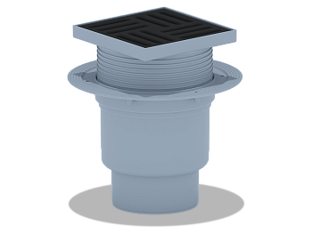 Трап для душа АНИ Пласт TQ1716 DN110 вертикальный регулируемый с сухим затвором и решёткой из чугуна 150х150 мм